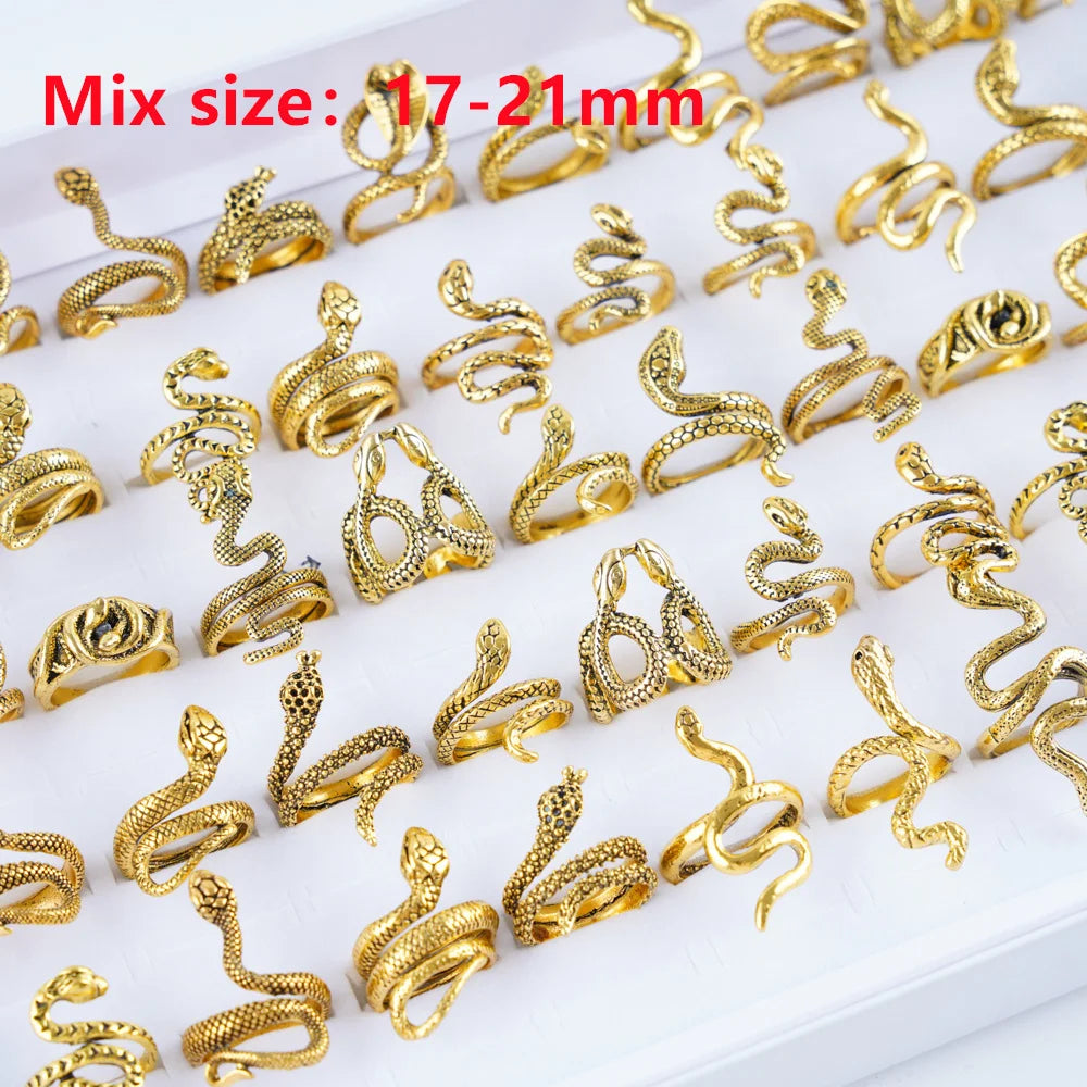 20Pcs/Lot Vintage Punk Gothic Skull Ring for Women Men Retro Owl Skeleton Hip Animal Hop Party Gift Finger Jewelry Mix Style