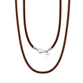 Rinntin Genuine Italian 2mm Black Leather Cord Chain Necklace for Women Men with 925 Sterling Silver Clasp Fashion Jewelry SC62