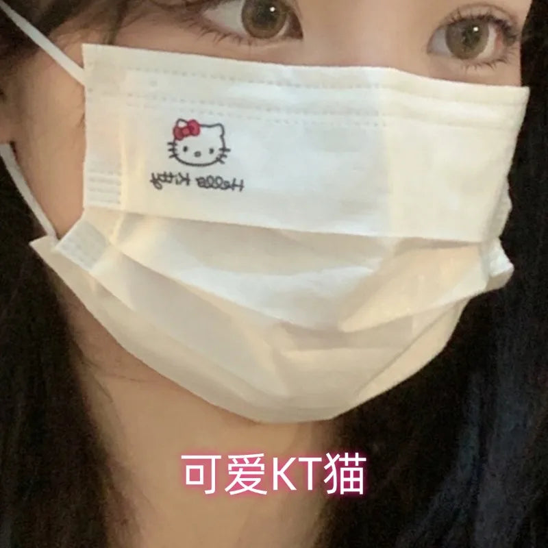 10pcs Sanrios Cartoon Breathable Mouth Face Mask Kuromi Melody Disposable Hygiene Face Shield Cute Outdoor Ornaments Girl Gift