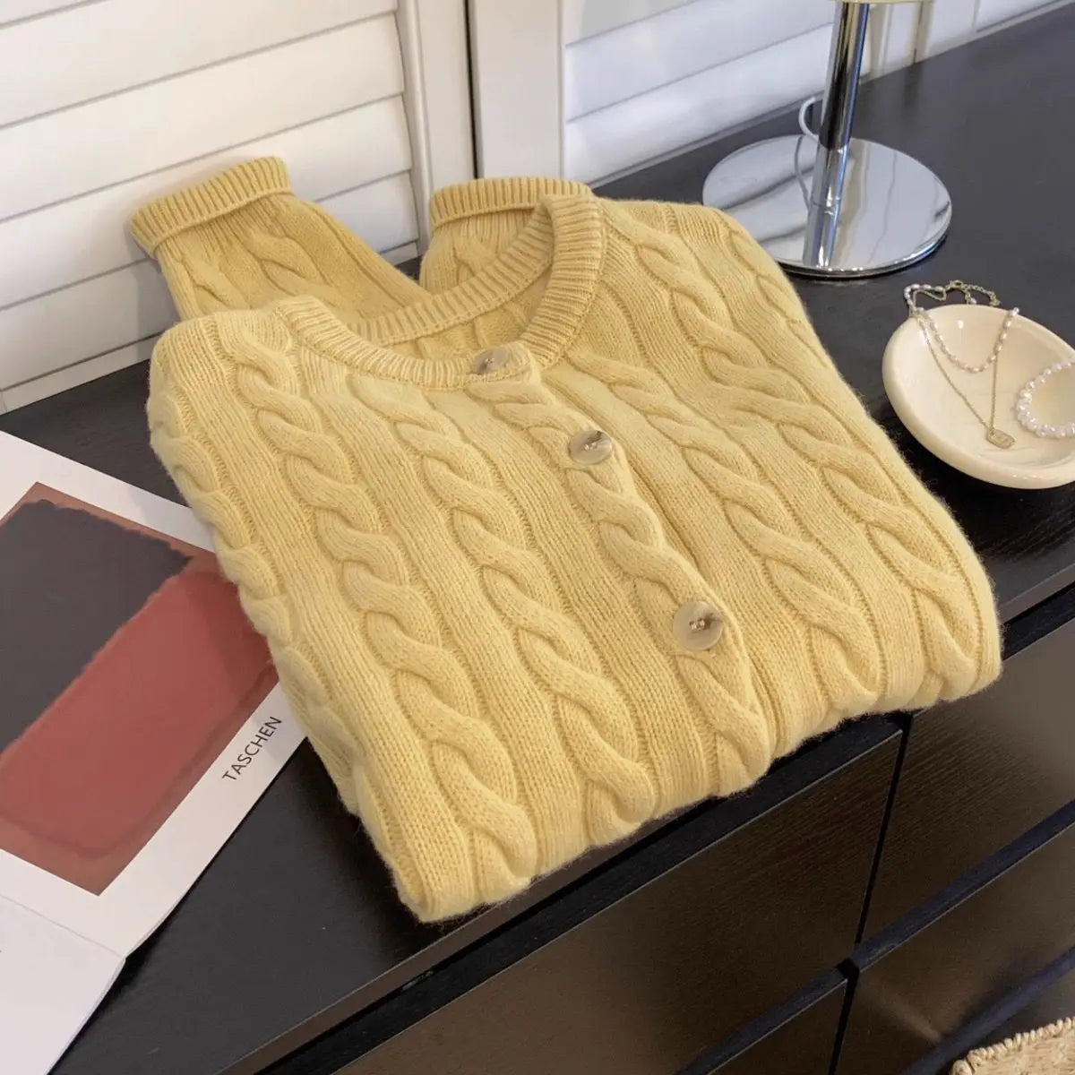Yellow Loose Short Tops Cardigan Sueter Mujer Preppy Style Sweet Korean Women Sweaters Japanese Solid Knitted Coats Y2k O Neck