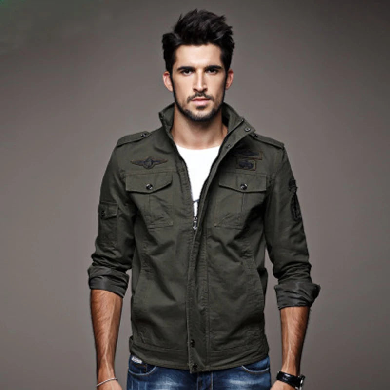 New 2023 Casual Army Military Jacket Men Plus Size M-6XL Jaqueta masculina Air force one Spring & Autumn Cargo Mens Jackets Coat
