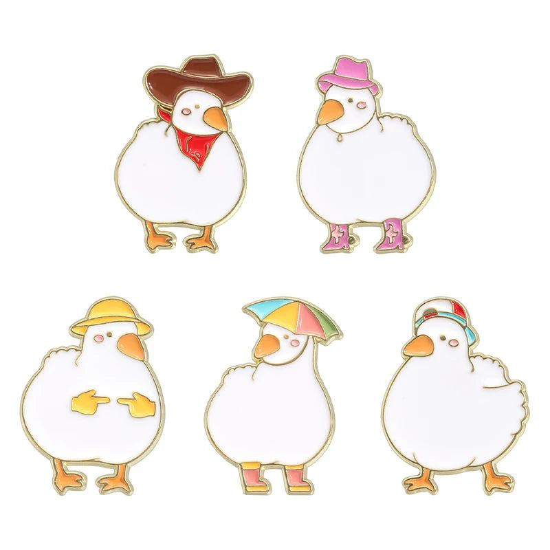 2-6pcs/set Cartoon Silly Goose Enamel Pins Trust Me I'm A Duckctor Animal Brooches Lapel Badge Funny Jewelry Gitfs For Friends
