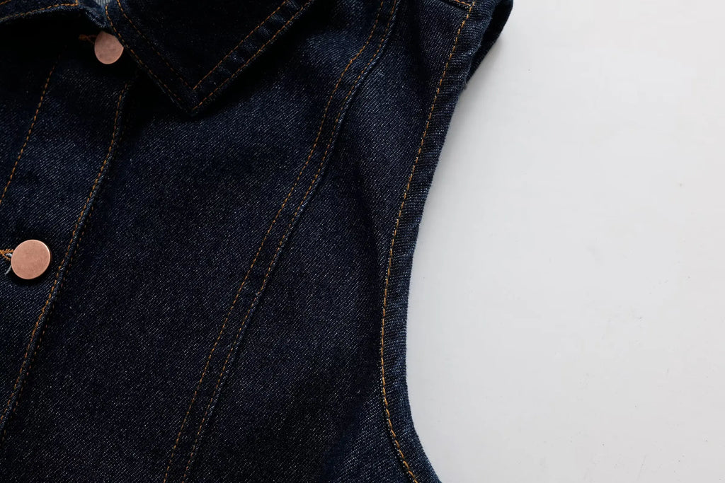 Nlzgmsj Spring Women Casula Denim Long Skirts Sets New Fashion Denim Cropped Vest Coat Women Suit Casual Set Womens Outfits ﻿