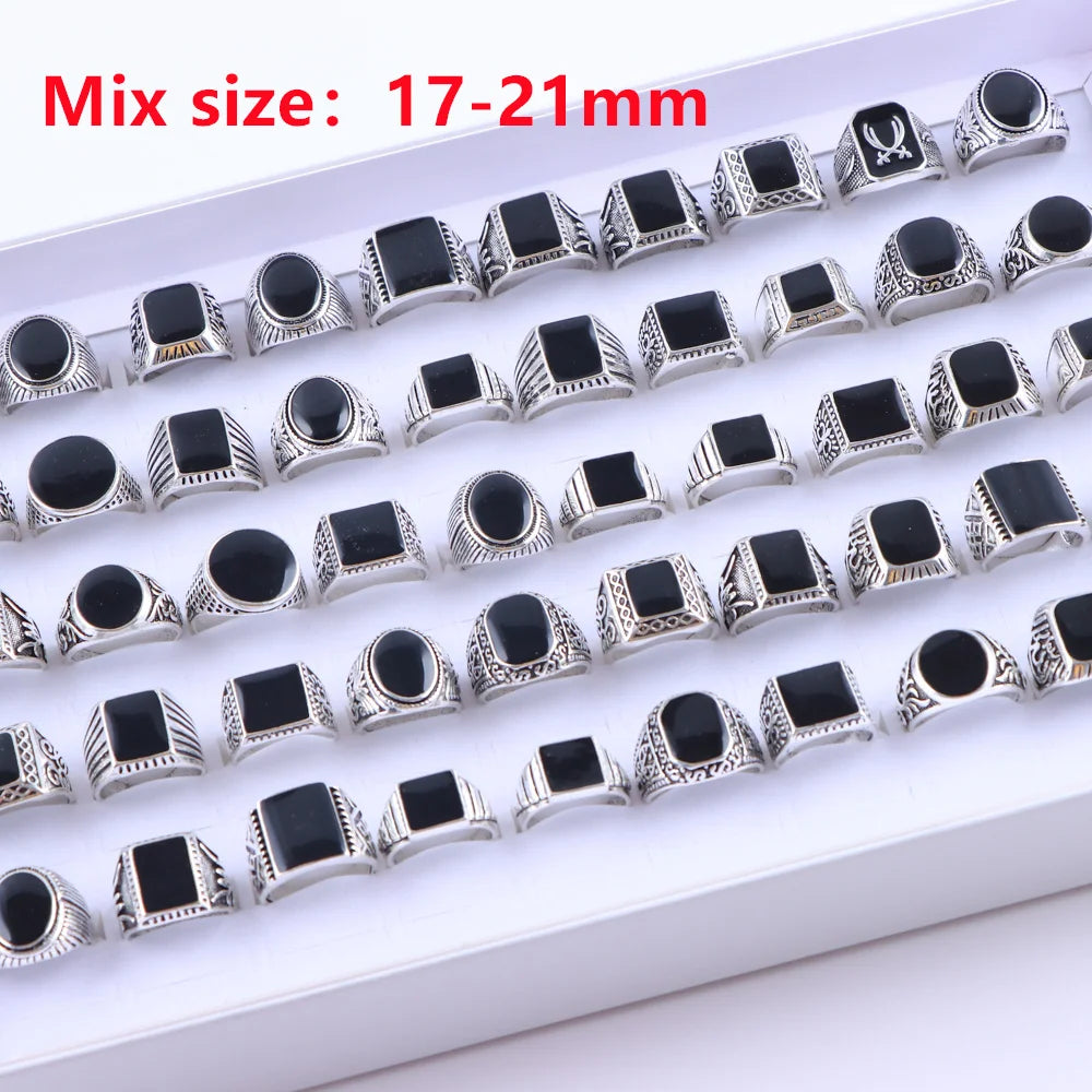 20Pcs/Lot Vintage Punk Gothic Skull Ring for Women Men Retro Owl Skeleton Hip Animal Hop Party Gift Finger Jewelry Mix Style