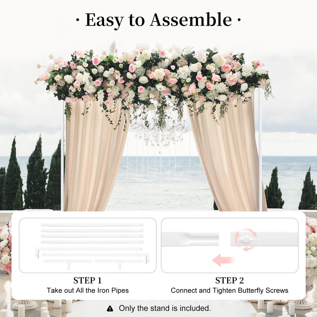 2*2m White/yellow Extra Large Square Wedding Arches for Ceremony,W6.56xH6.56FT Wedding Metal Arch Backdrop Stand