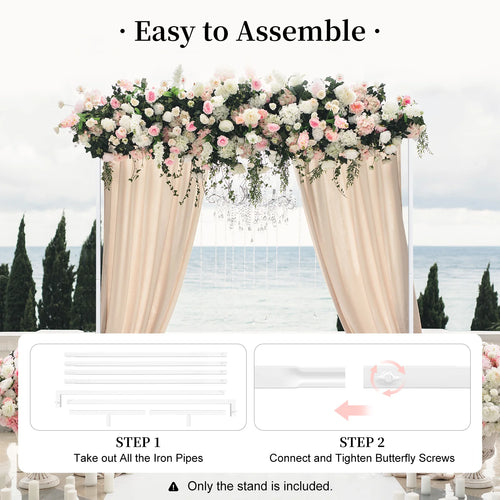 2*2m White/yellow Extra Large Square Wedding Arches for Ceremony,W6.56xH6.56FT Wedding Metal Arch Backdrop Stand