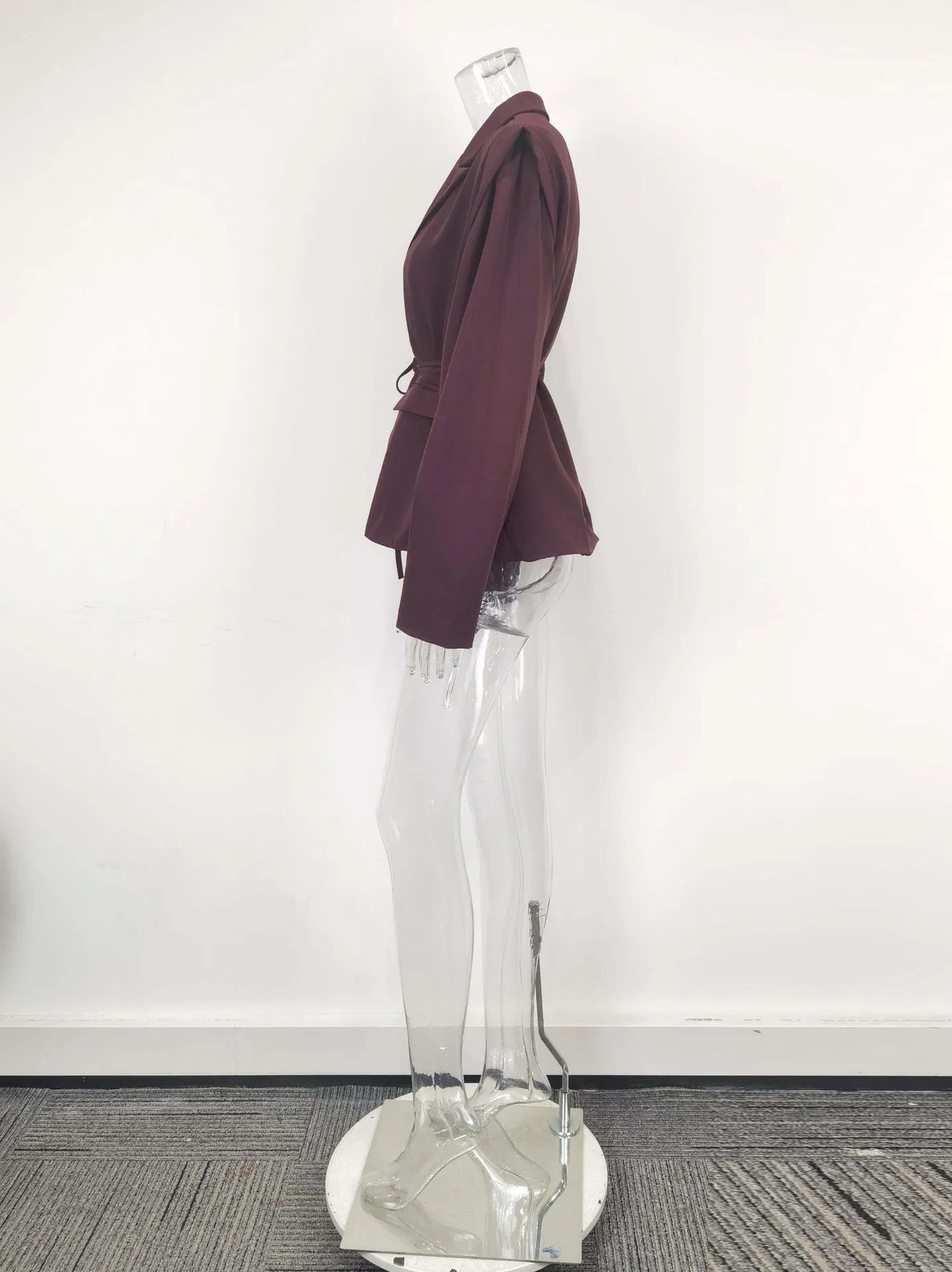 Women's Blazer with High-End Style  Elegant Commuter Look with Waist-Tie Belt Padded Shoulders