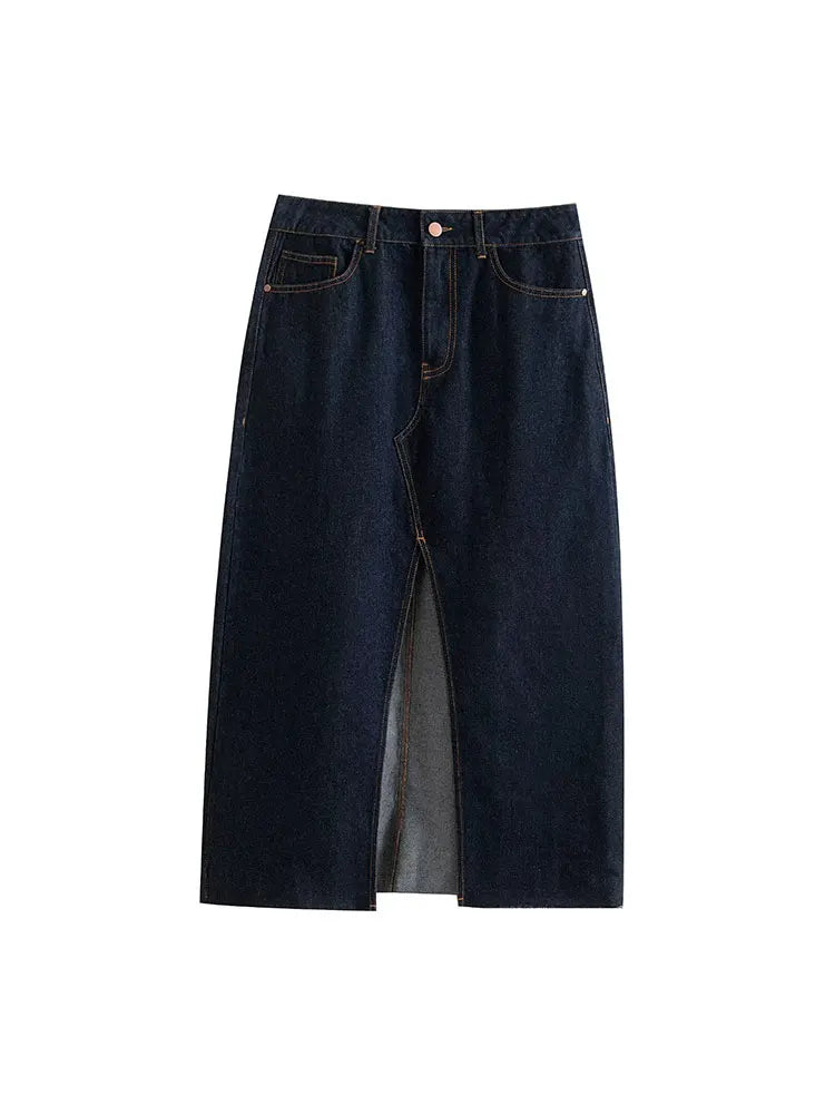 Nlzgmsj Spring Women Casula Denim Long Skirts Sets New Fashion Denim Cropped Vest Coat Women Suit Casual Set Womens Outfits ﻿