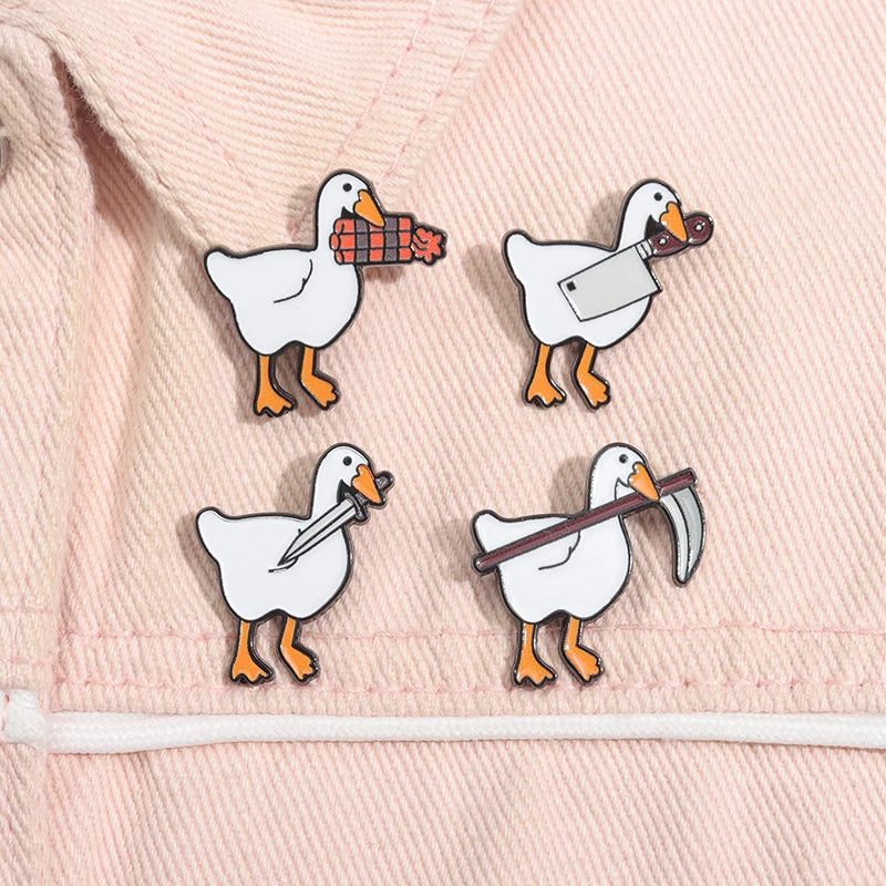 2-6pcs/set Cartoon Silly Goose Enamel Pins Trust Me I'm A Duckctor Animal Brooches Lapel Badge Funny Jewelry Gitfs For Friends
