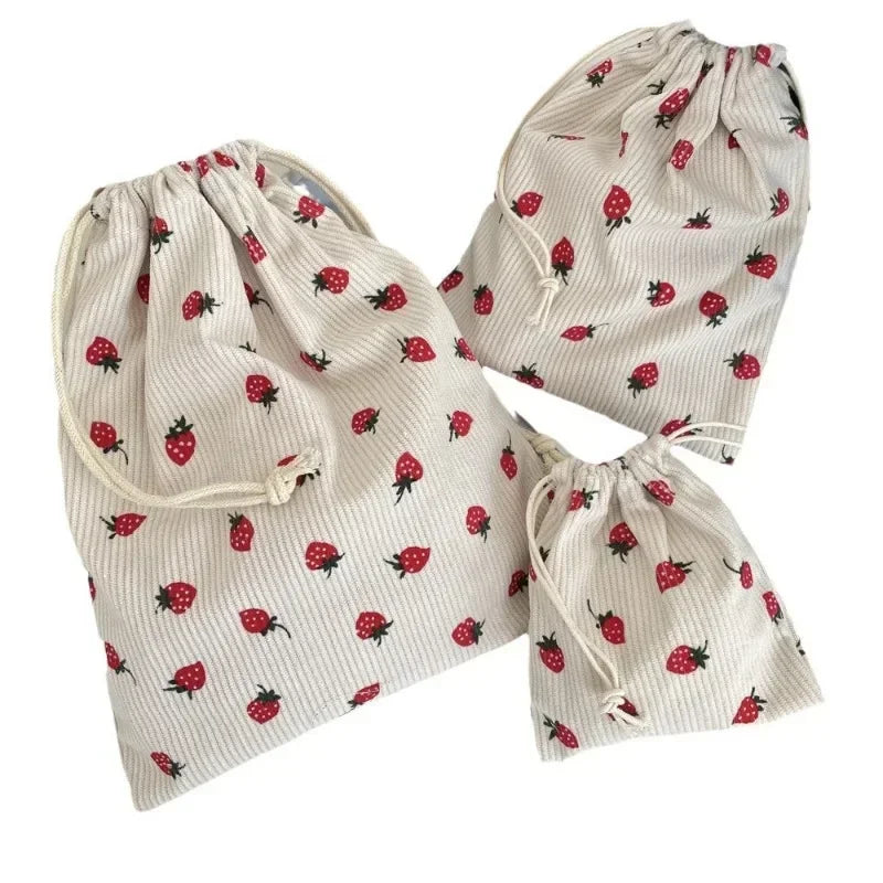 1pcs Women Cute Cloth Floral Makeup Bag Pouch Women Kawaii Coin Skincare Storage Organizer Travel Cosmetic Bag Drawstring Case