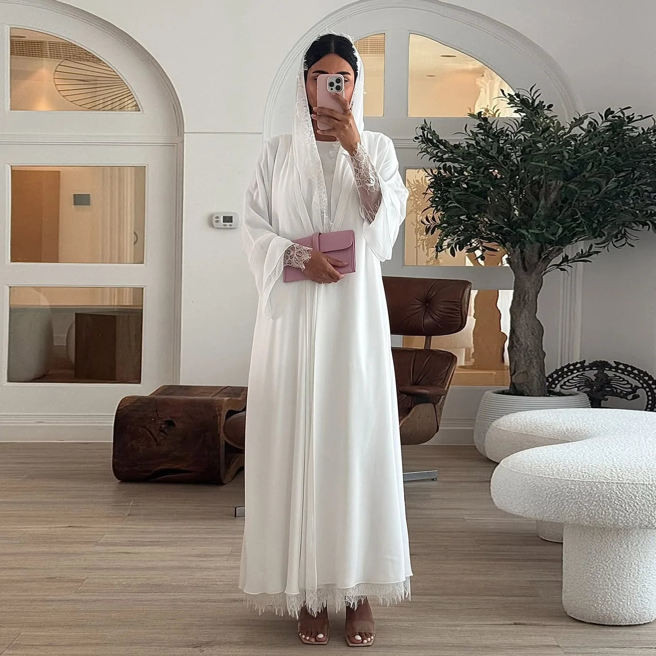 Eid Muslim Hijab Abaya Women Hollow Out Sleeve Abayas with Scarf Cardigan Jalabiya Party Dresses Dubai Kaftan Vestidos Long Robe