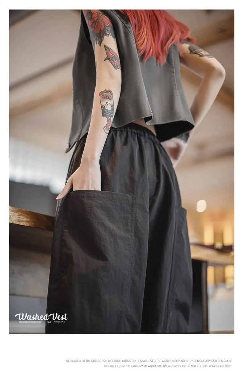Maden Casual Sleeveless Cardigan Vest Women's Spring and Summer Vintage Single Breasted Layering Waistcoat Versatile Tank Tops