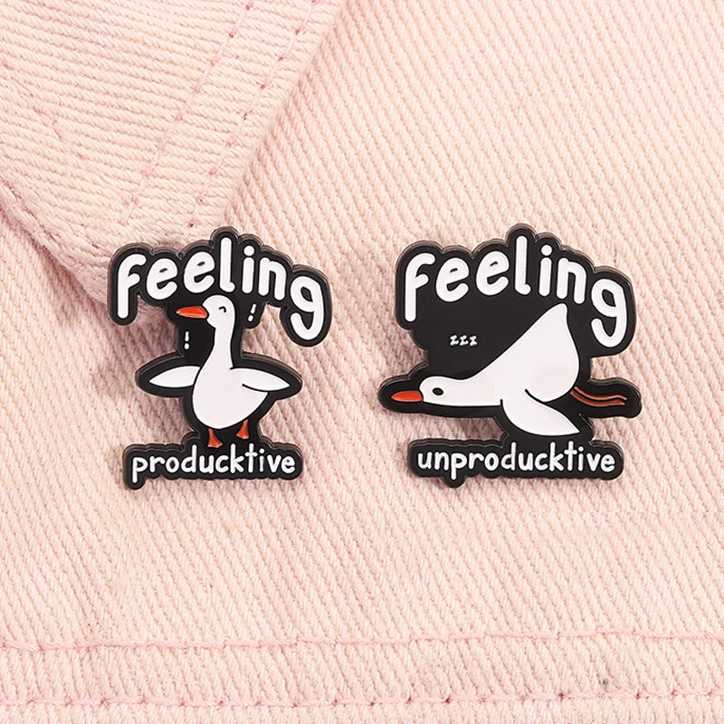 2-6pcs/set Cartoon Silly Goose Enamel Pins Trust Me I'm A Duckctor Animal Brooches Lapel Badge Funny Jewelry Gitfs For Friends