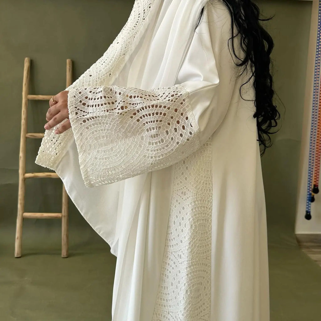 Eid Muslim Hijab Abaya Women Hollow Out Sleeve Abayas with Scarf Cardigan Jalabiya Party Dresses Dubai Kaftan Vestidos Long Robe