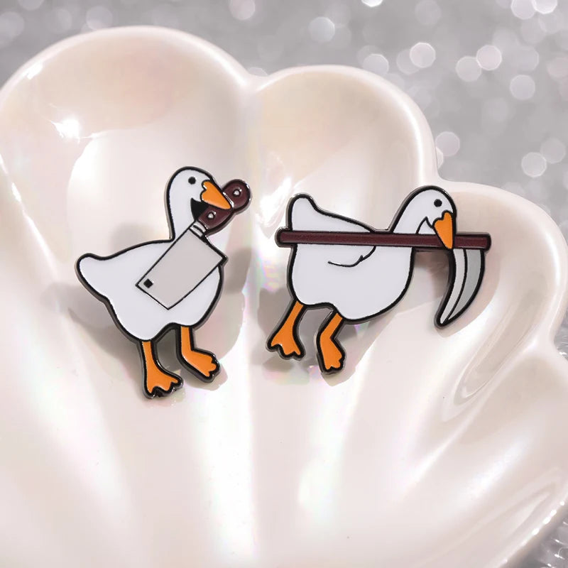 2-6pcs/set Cartoon Silly Goose Enamel Pins Trust Me I'm A Duckctor Animal Brooches Lapel Badge Funny Jewelry Gitfs For Friends