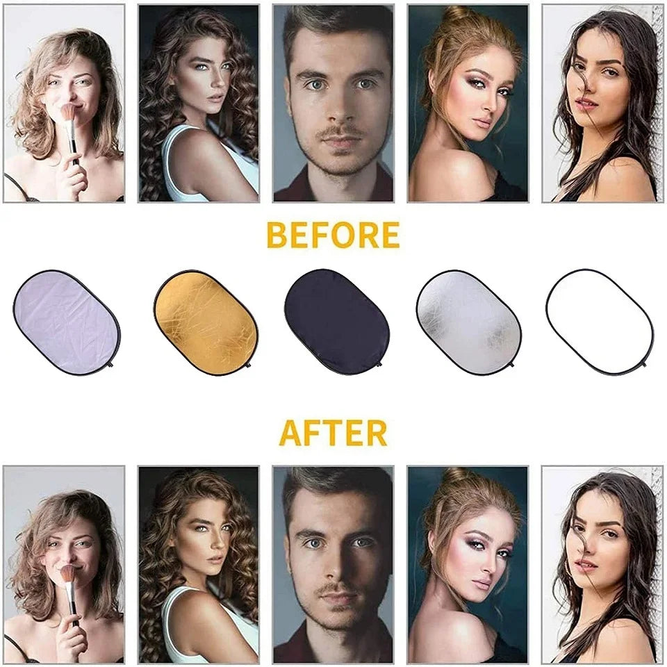 24"x35" 60x90cm 5in1 Oval Reflector Photography Collapsible Portable Light Diffuser Photo Multi Color 90x120 100x150 150x200