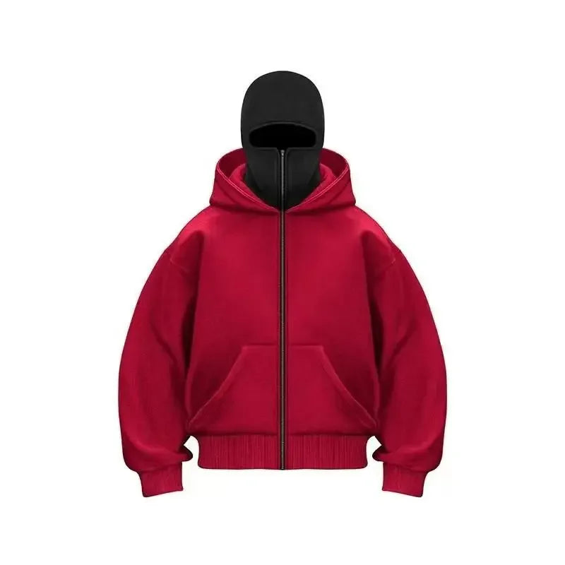 Men's Zip Hoodie Winter Warm Casual Sweatshirt with Hooded Face Mask Zipper Design Sports Jacket Outdoor Activities