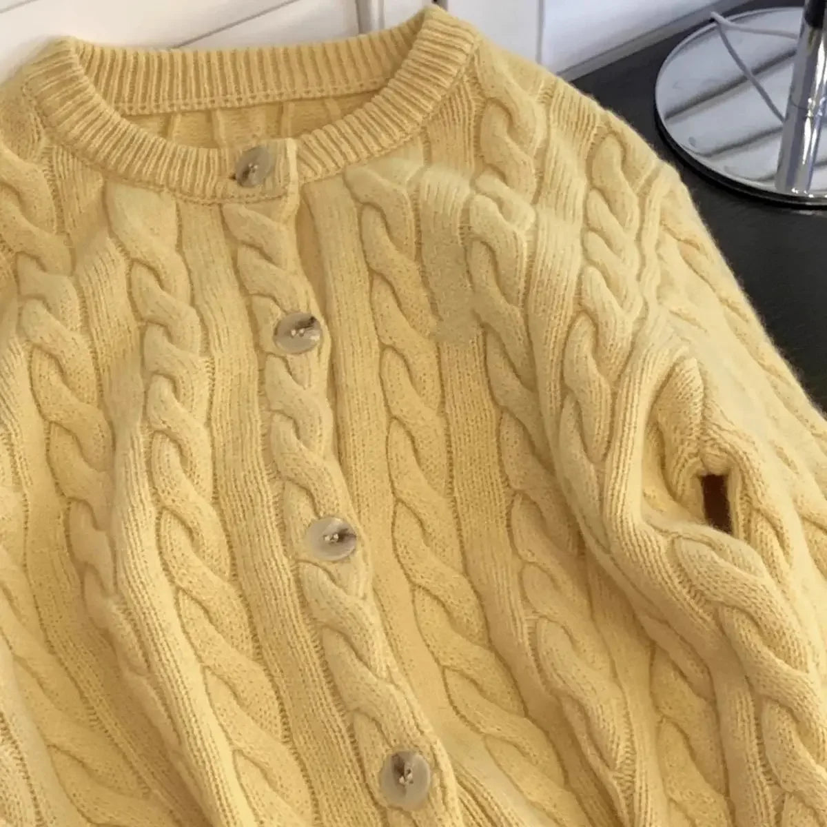 Yellow Loose Short Tops Cardigan Sueter Mujer Preppy Style Sweet Korean Women Sweaters Japanese Solid Knitted Coats Y2k O Neck