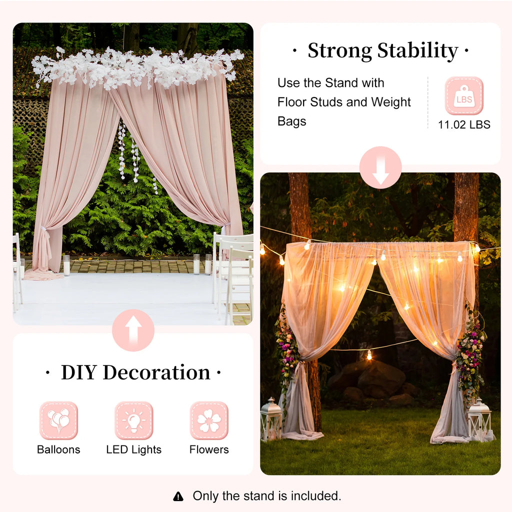 2*2m White/yellow Extra Large Square Wedding Arches for Ceremony,W6.56xH6.56FT Wedding Metal Arch Backdrop Stand