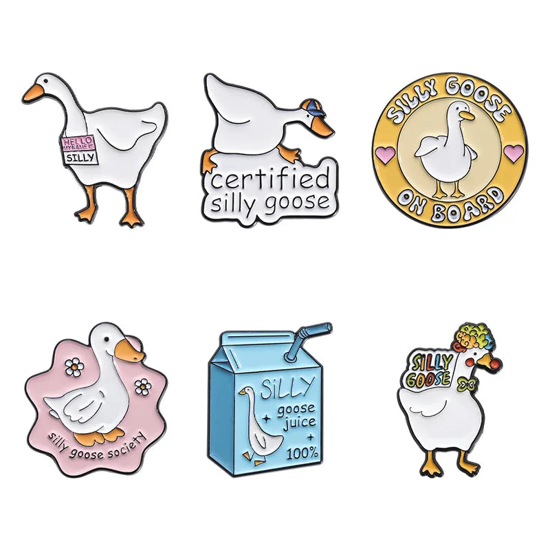 2-6pcs/set Cartoon Silly Goose Enamel Pins Trust Me I'm A Duckctor Animal Brooches Lapel Badge Funny Jewelry Gitfs For Friends