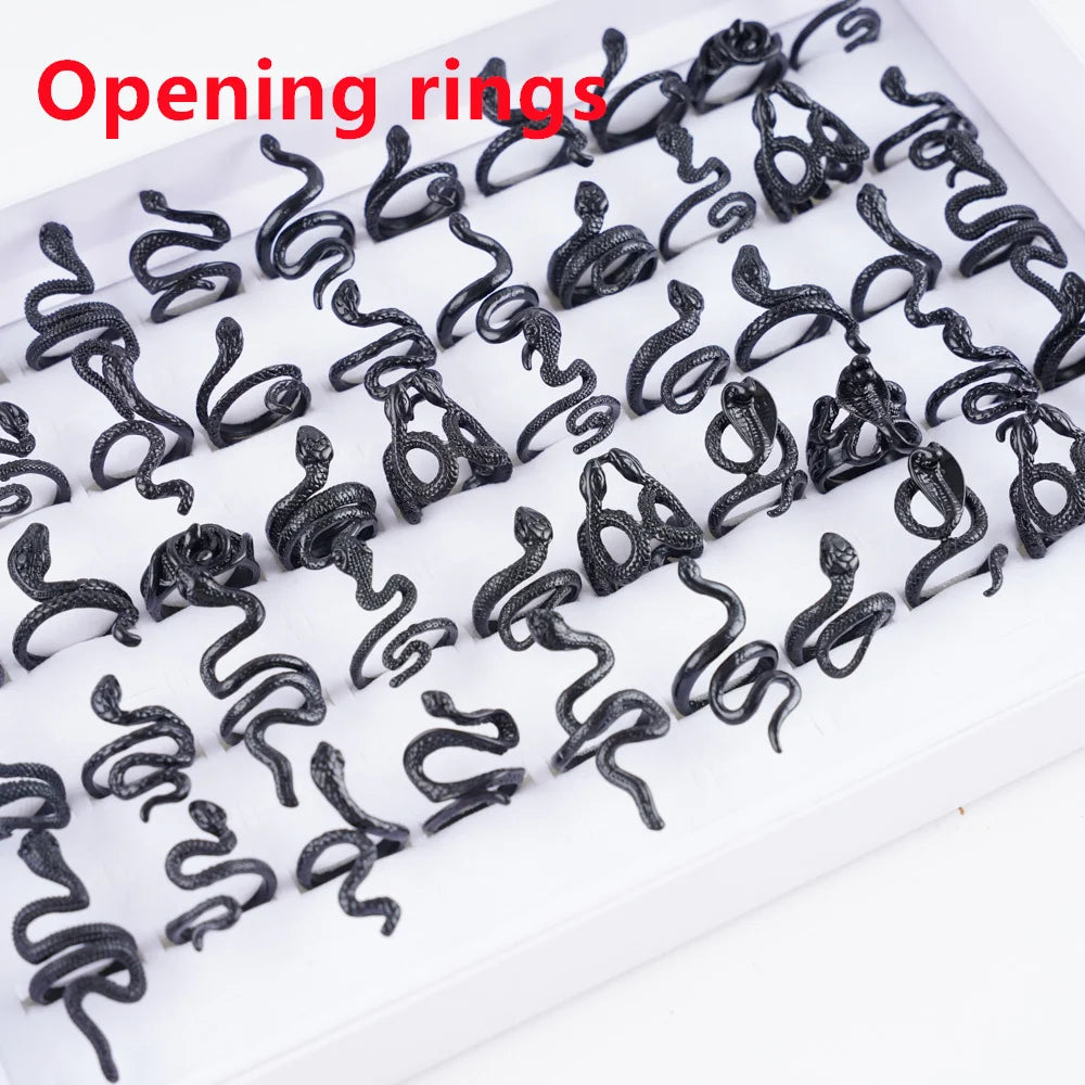 20Pcs/Lot Vintage Punk Gothic Skull Ring for Women Men Retro Owl Skeleton Hip Animal Hop Party Gift Finger Jewelry Mix Style