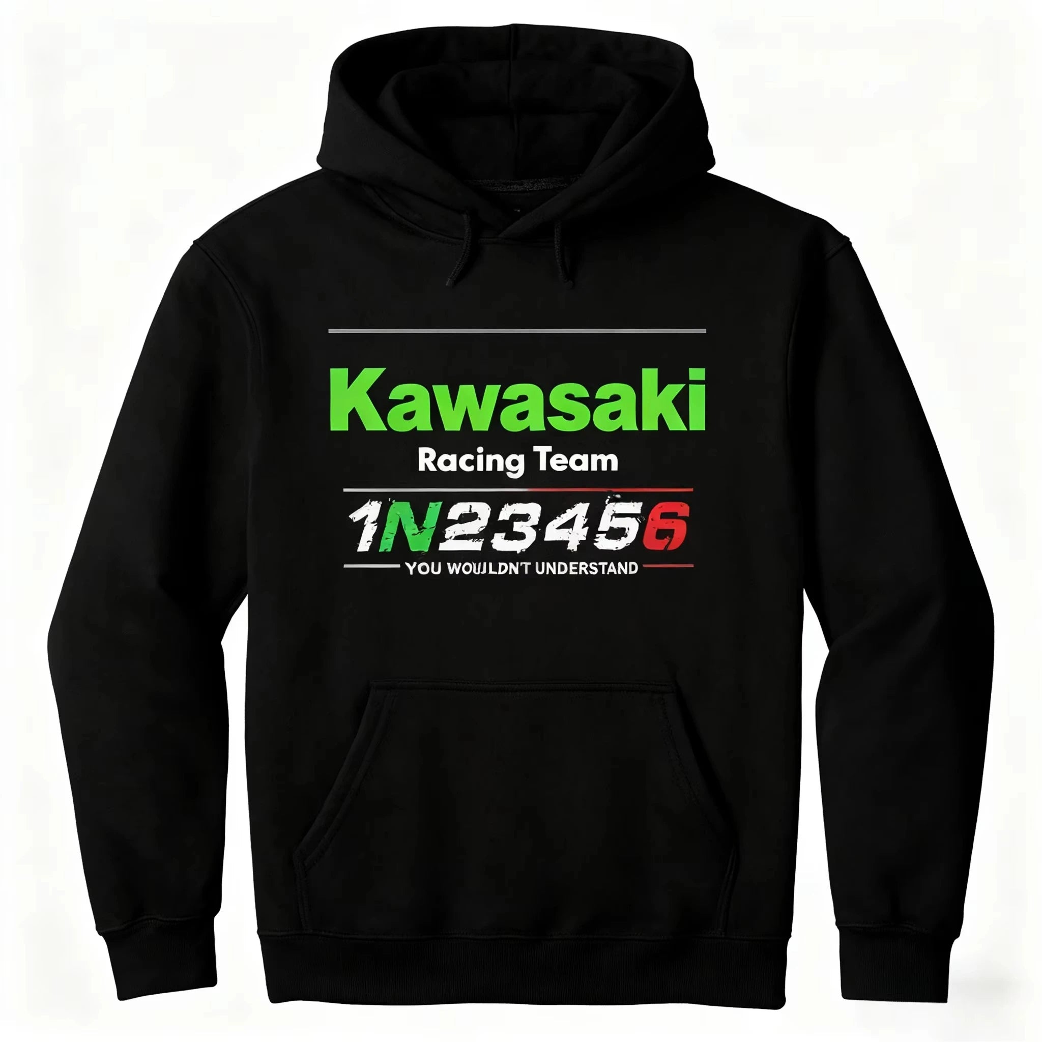 New trendy retro Kawasaki print hooded sweatshirt for men and women in the 2025 autumn/winter collection