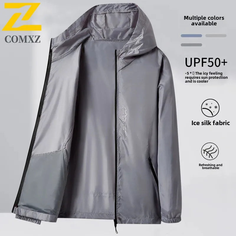 Summer Men's Sunscreen Jacket Ultra Light Ice Silk Breathable UPF50+UV Resistant Cycling Coat City Commuter Outdoor Hiking Jacke