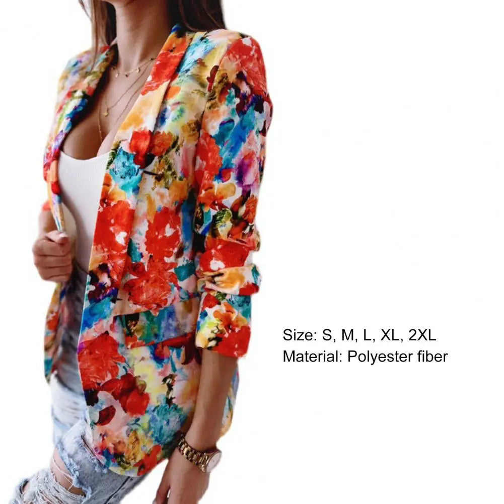Suit Coat Popular Slim fitting Flower Pattern Women Cardigan Blazer