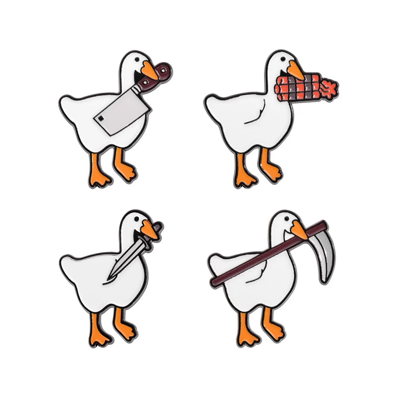 2-6pcs/set Cartoon Silly Goose Enamel Pins Trust Me I'm A Duckctor Animal Brooches Lapel Badge Funny Jewelry Gitfs For Friends