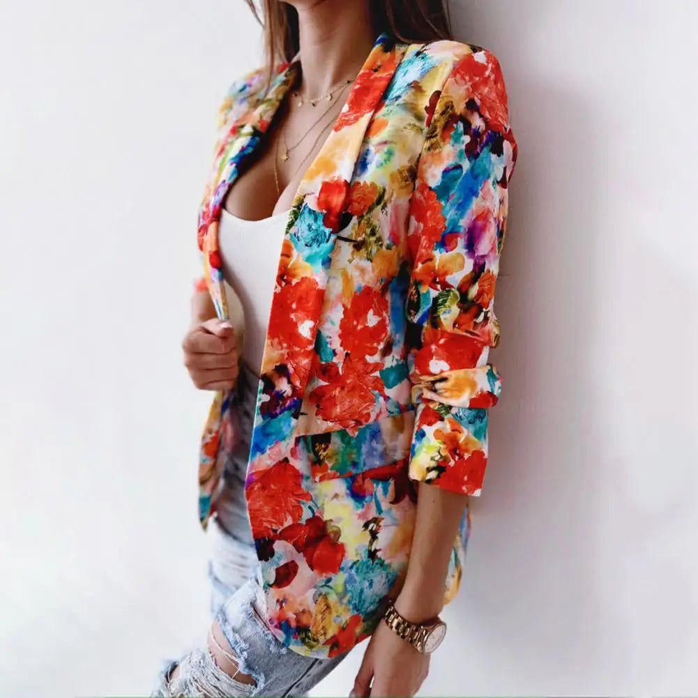 Suit Coat Popular Slim fitting Flower Pattern Women Cardigan Blazer