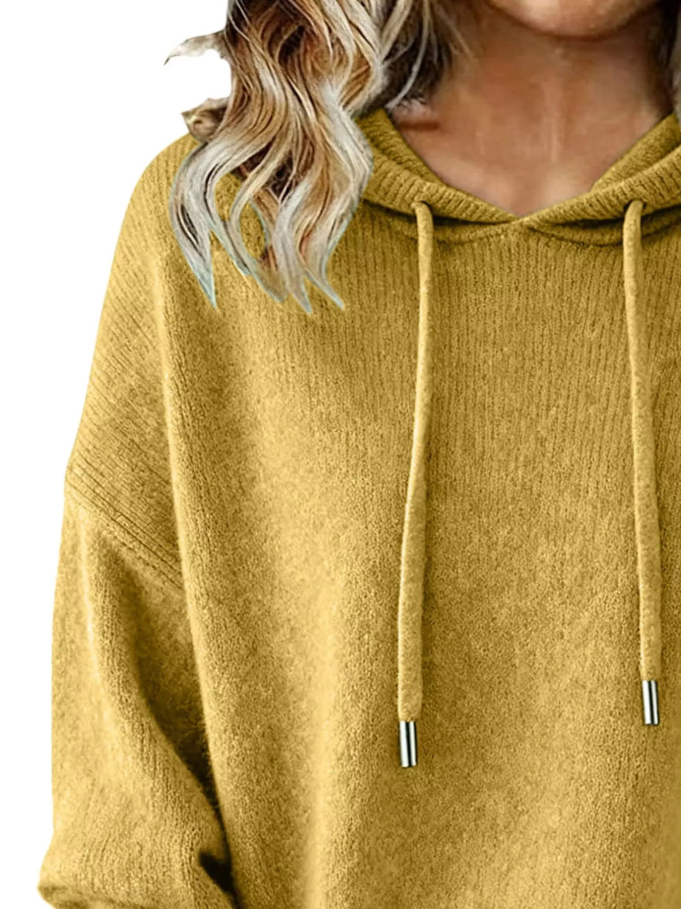 Drawstring Long Sleeve Hooded Sweater - Elvaré Store