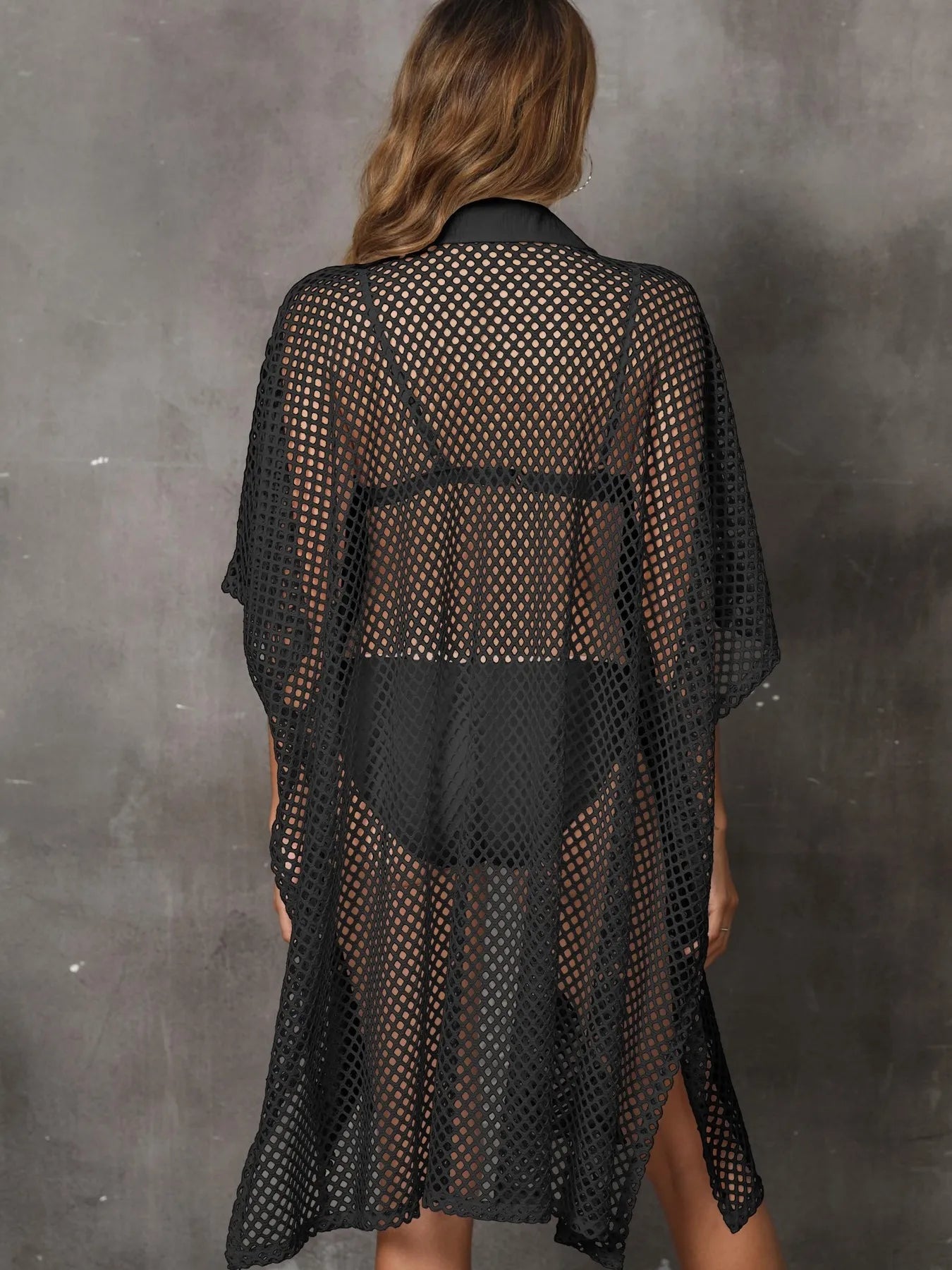 Sheer Mesh Button Up Cover Up - Elvaré Store