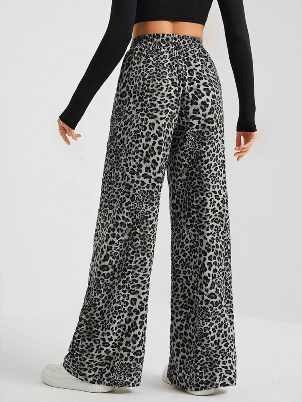 Full Size Leopard Print Wide Leg Pants Plus Size - Elvaré Store