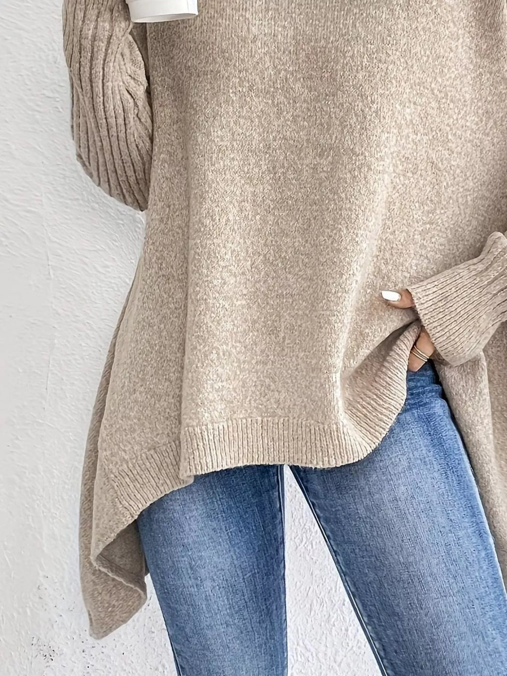 Turtleneck Dropped Shoulder Sweater - Elvaré Store