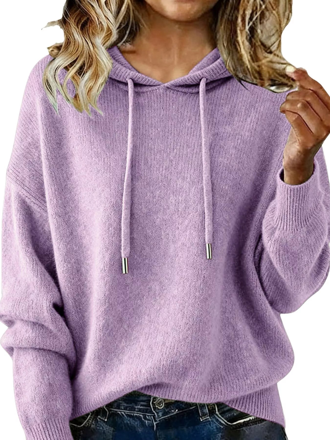 Drawstring Long Sleeve Hooded Sweater - Elvaré Store