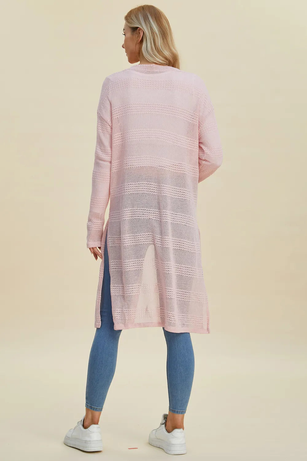 Double Take Full Size Open Front Longline Cardigan. - Elvaré Store