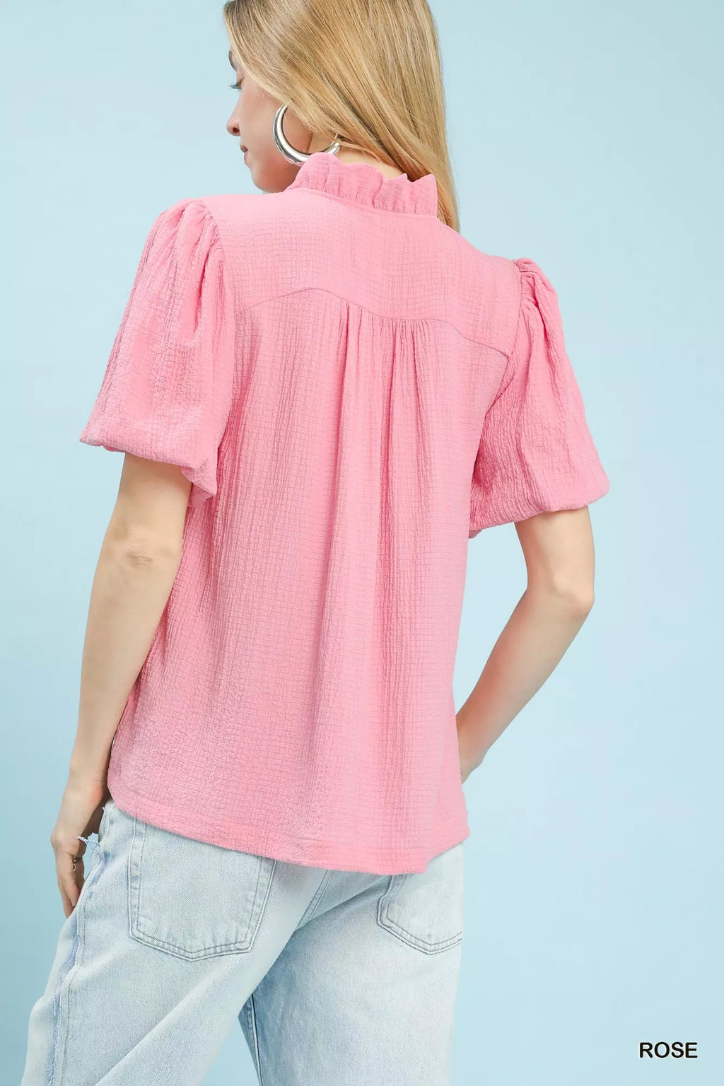 Umgee Seersucker Puff Sleeve Blouse - Elvaré Store