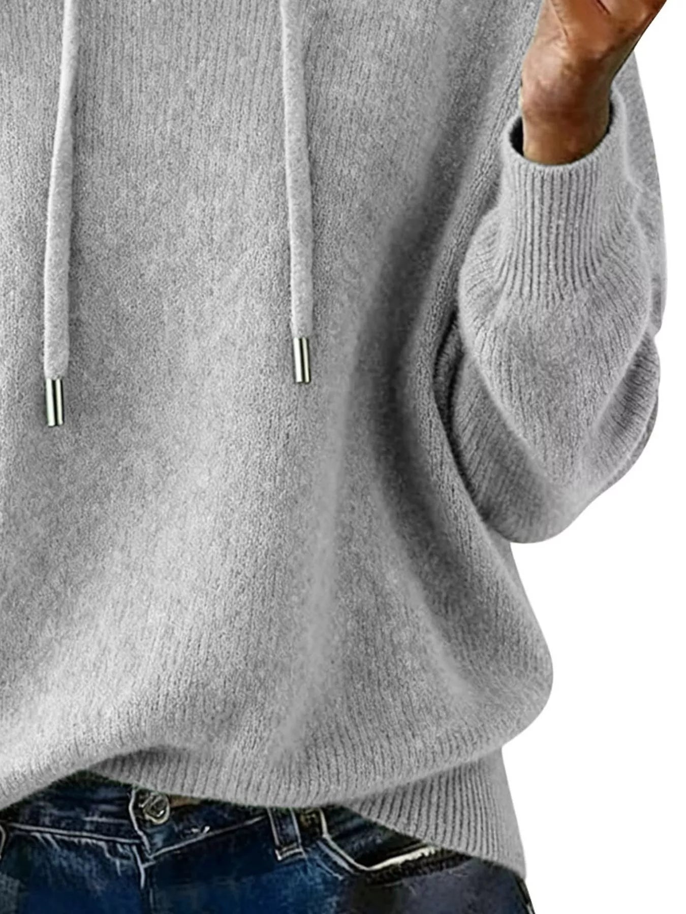 Drawstring Long Sleeve Hooded Sweater - Elvaré Store