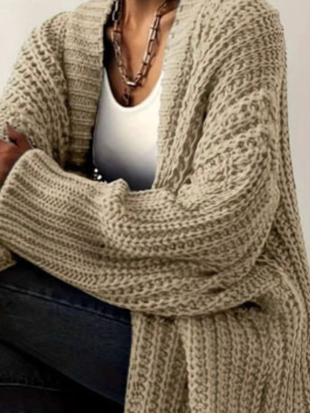 Chunky Knit Open Front Cardigan - Elvaré Store