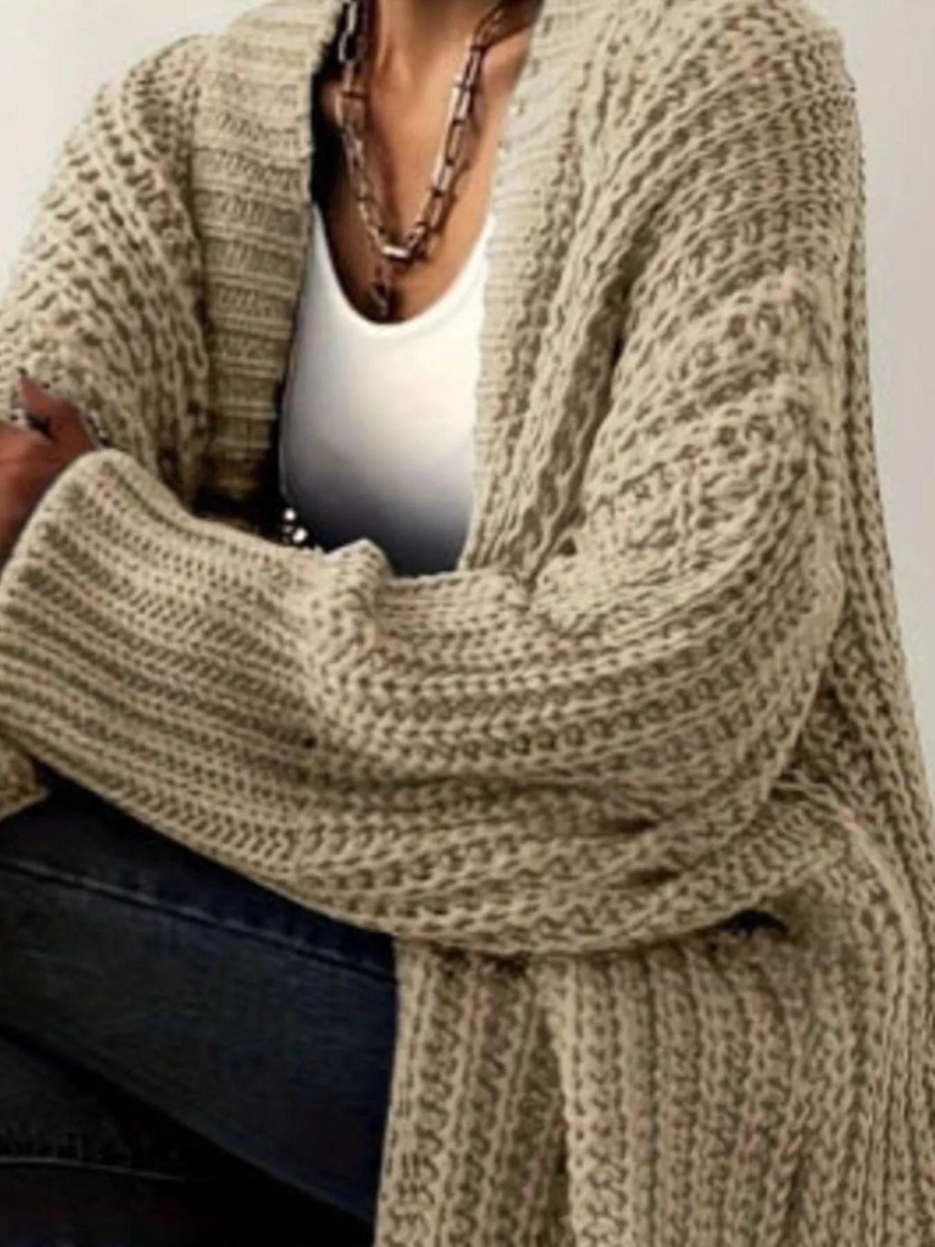 Chunky Knit Open Front Cardigan - Elvaré Store