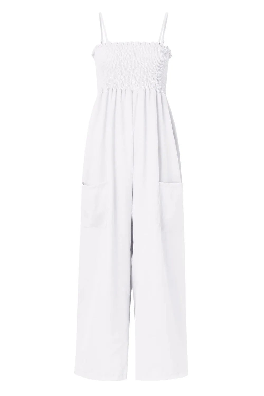 Smocked Spaghetti Strap Wide Leg Jumpsuit - Elvaré Store