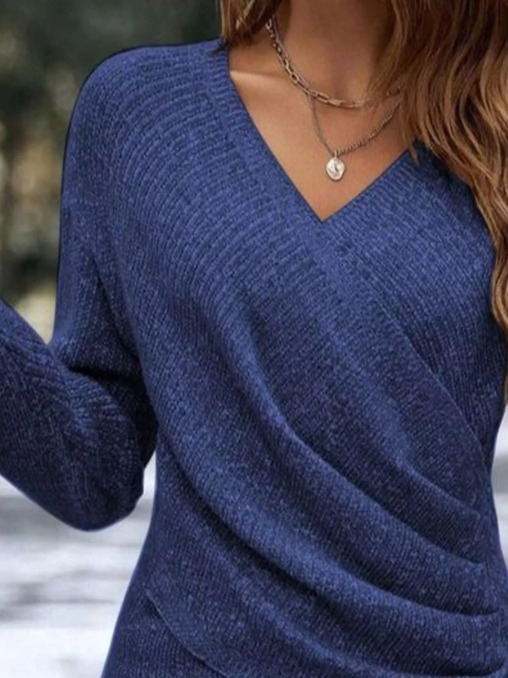 Surplice Long Sleeve Knit Top - Elvaré Store