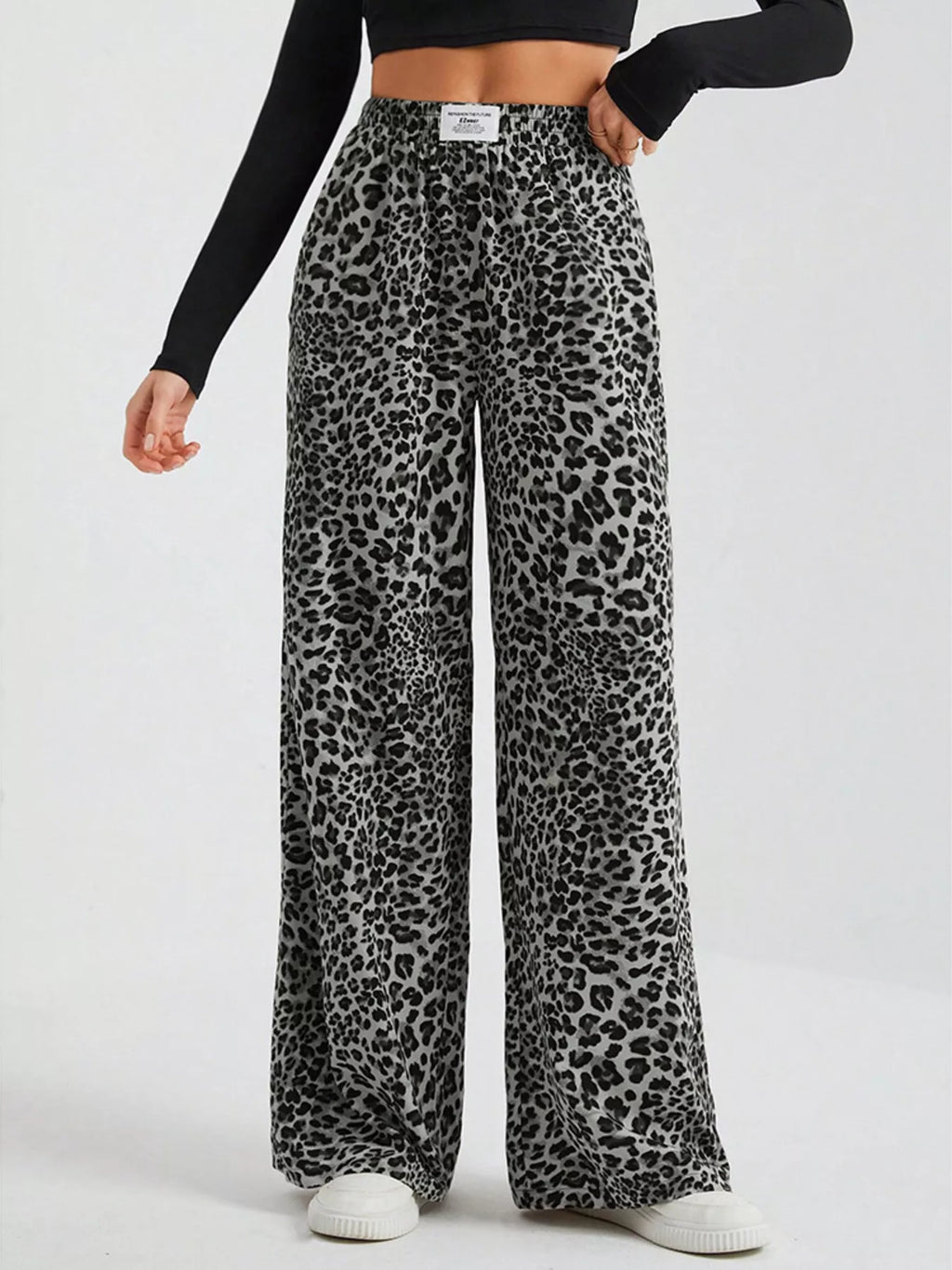 Full Size Leopard Print Wide Leg Pants Plus Size - Elvaré Store