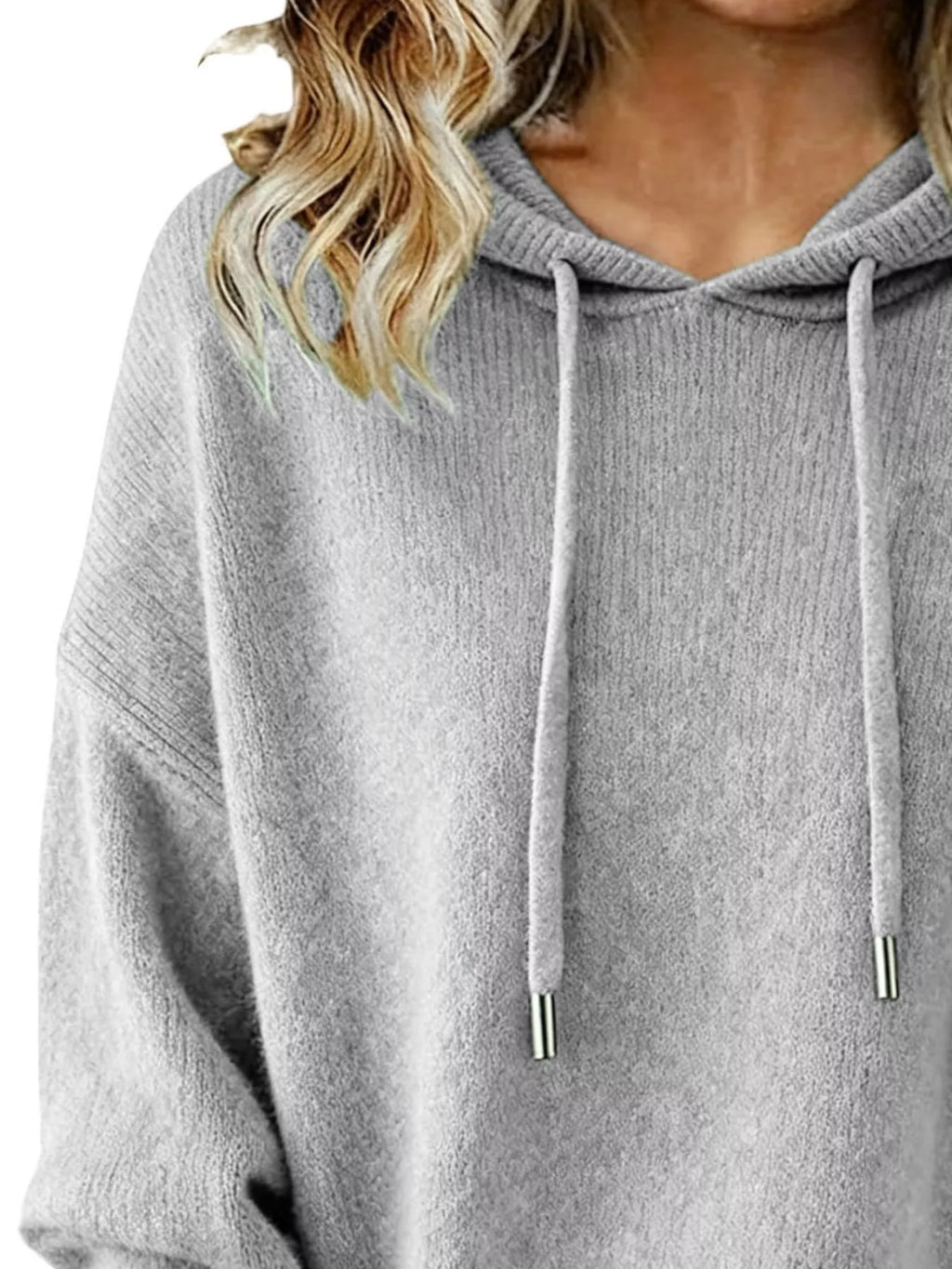 Drawstring Long Sleeve Hooded Sweater - Elvaré Store
