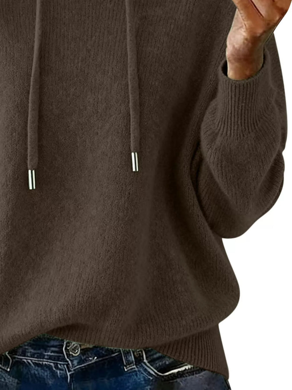 Drawstring Long Sleeve Hooded Sweater - Elvaré Store