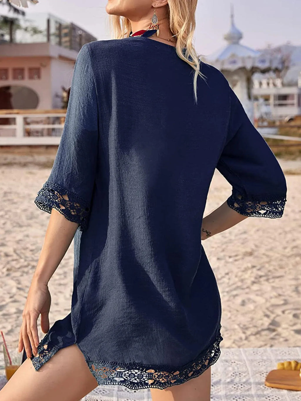 Lace Trim V-Neck Cover-Up - Elvaré Store