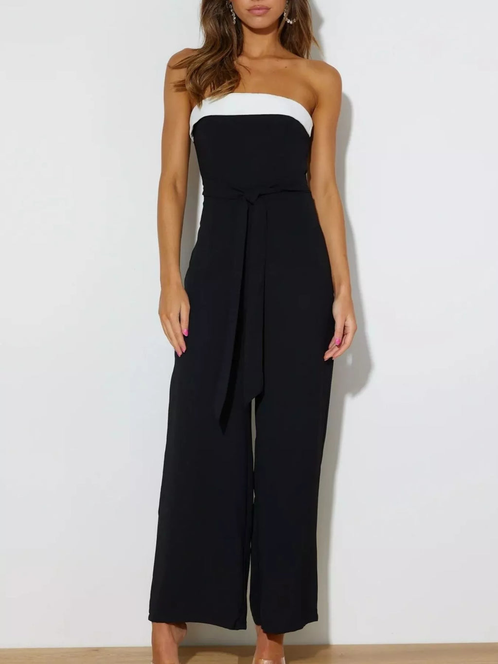 Contrast Tube Wide Leg Jumpsuit - Elvaré Store