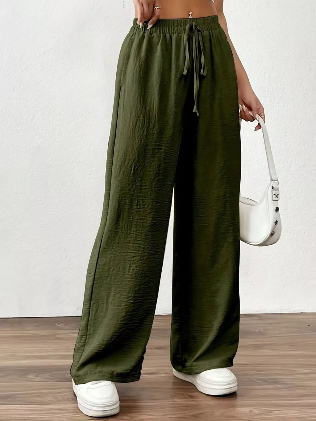 Casual Drawstring Wide Leg Pants - Elvaré Store