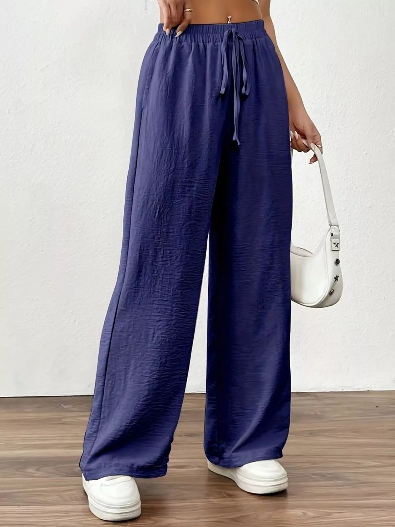 Casual Drawstring Wide Leg Pants - Elvaré Store