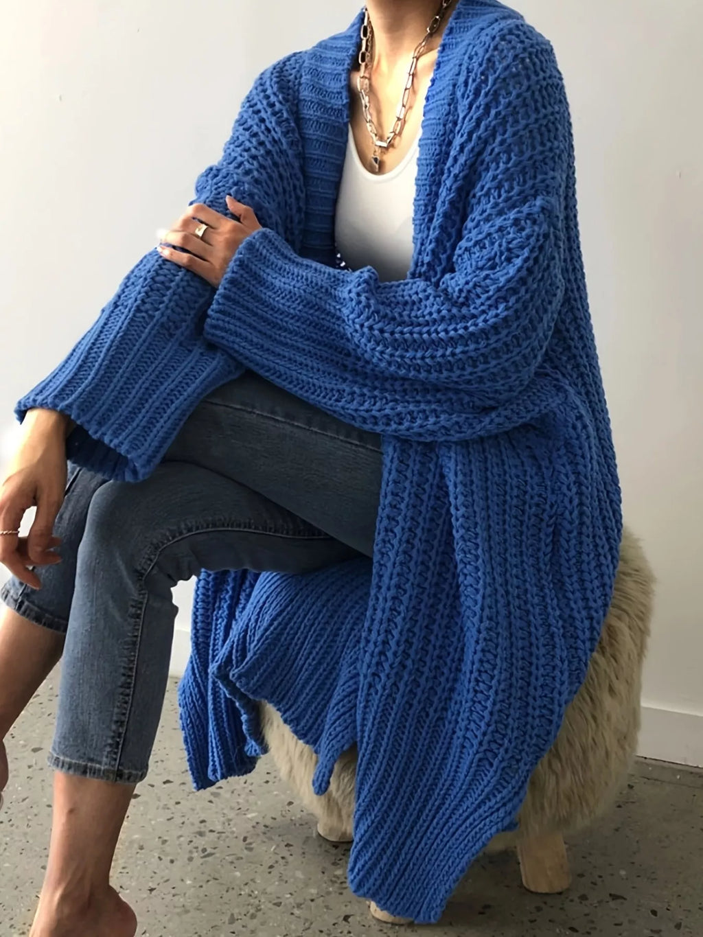 Chunky Knit Open Front Cardigan - Elvaré Store